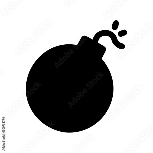 Explosive Bomb Silhouette Vector Isolated on Transparent background and PNG