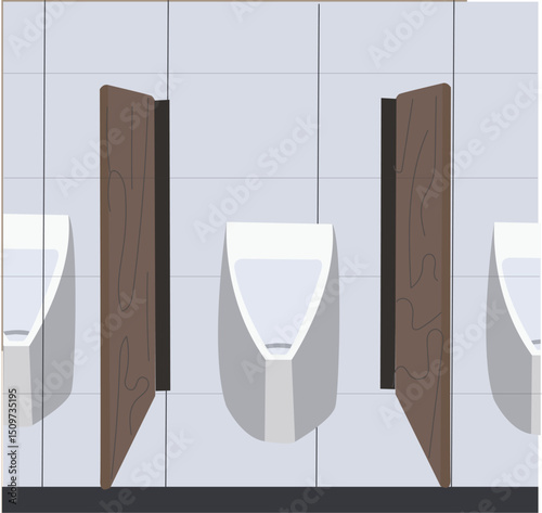 men's pee place. Urinals vector flat design. Urinal men toilet