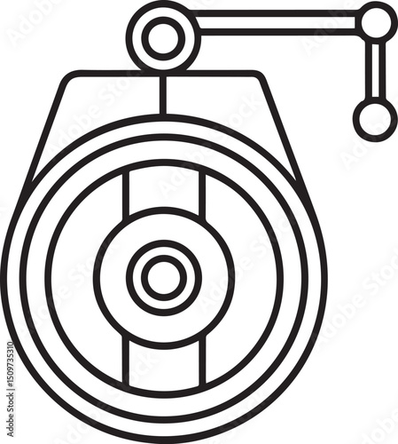 Engine belt with pulley outline vector illustration line art