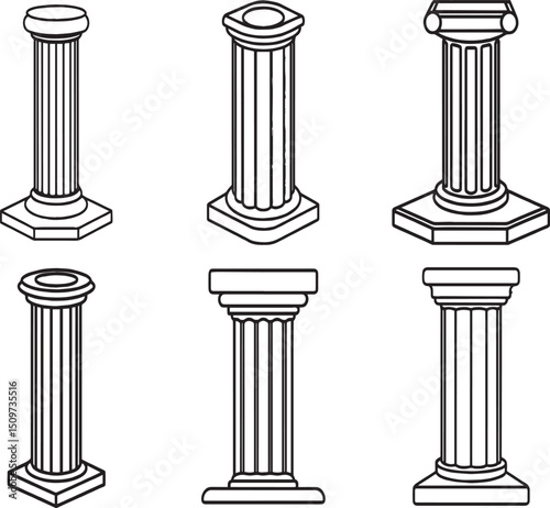 pillar outline vector illustration line art	