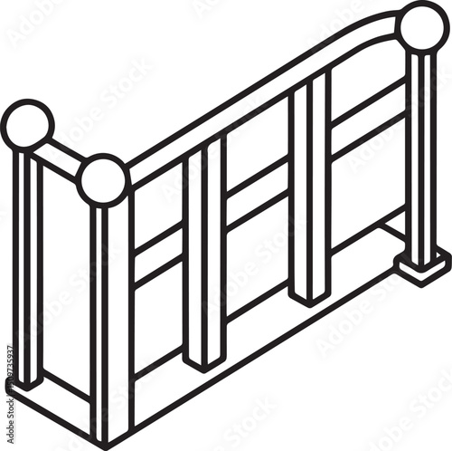Balcony railing outline vector illustration line art	