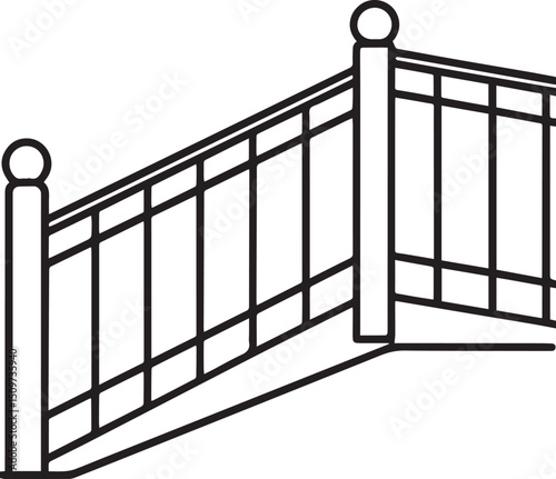  Balcony railing outline vector illustration line art	