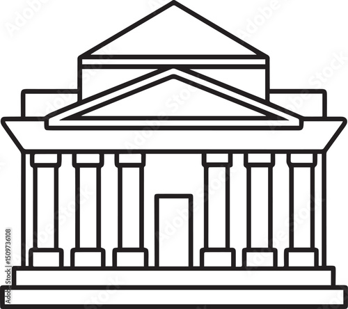 museum outline vector illustration line art	
