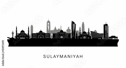 Sulaymaniyah skyline Iraq vector silhouette.