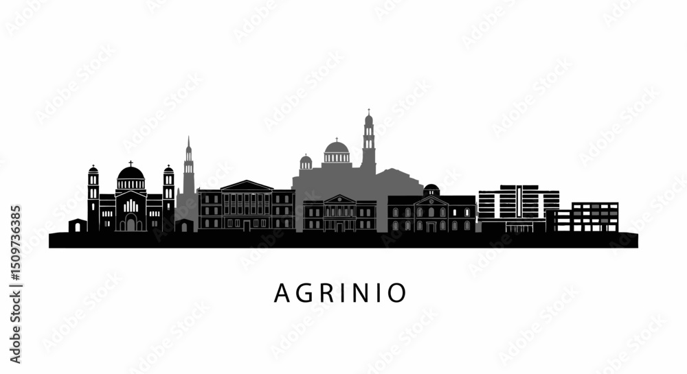 Agrinio with Greece Skyline vector illustration. Agrinio with Greece Skyline vector illustration.