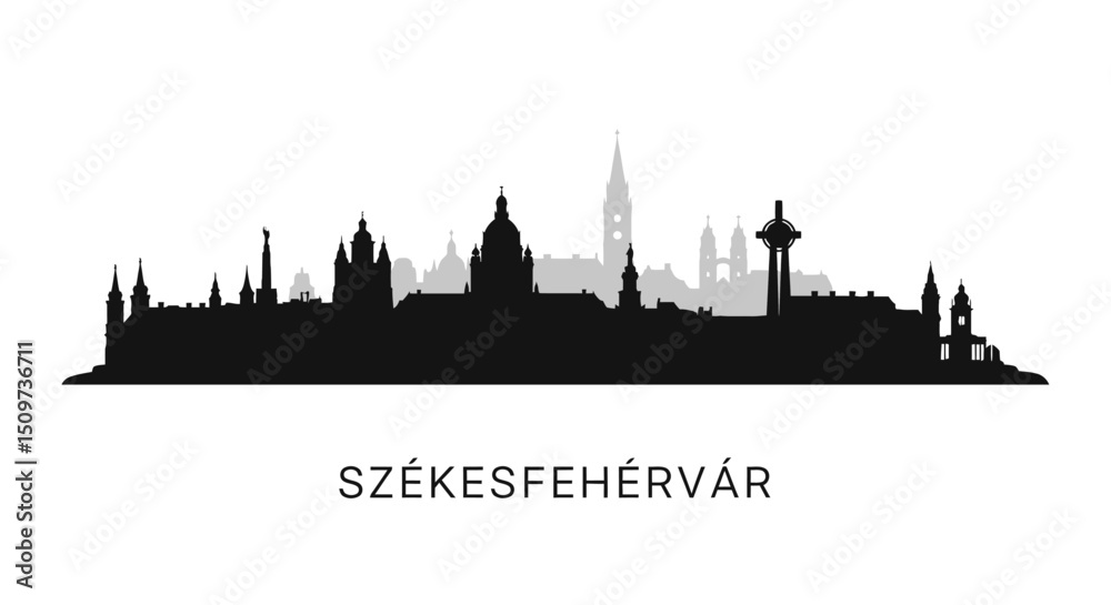 Fototapeta premium Szkesfehrvr Hungary City Skyline Silhouette.
