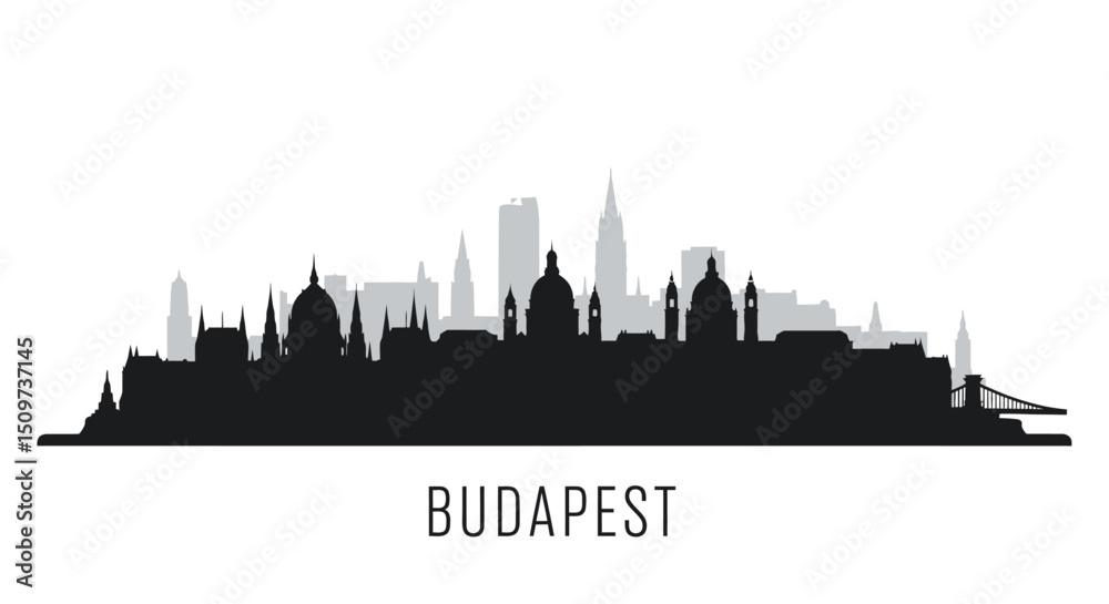 Naklejka premium Budapest Skyline with Hungary Vector Illustration.