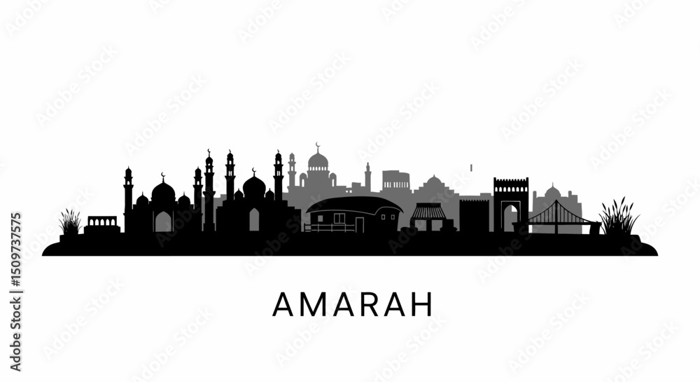 Fototapeta premium Amarah Iraq skyline vector silhouette isolated.