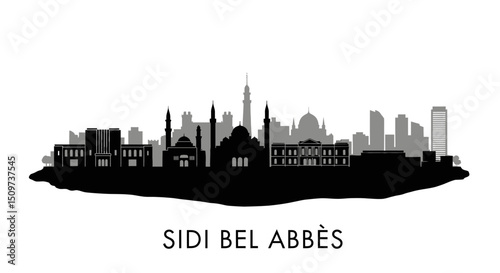 Sidi Bel Abbs Skyline with Silhouette, and Cityscape.