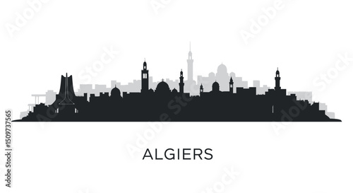 Algiers Skyline Vector with Algeria Cityscape Silhouette.