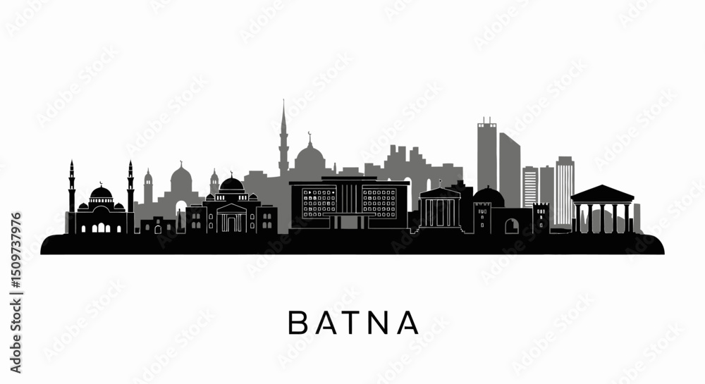 Fototapeta premium Batna Skyline Algeria City Silhouette Vector.
