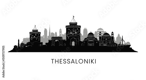Thessaloniki Skyline Greece City Silhouette. photo