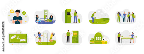 Games illustration set. Flat vector illustration concept.
