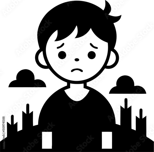 Sad Child in War Zone 