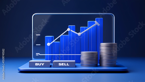 3D Financial Growth Chart: Abstract Investment Data Visualization