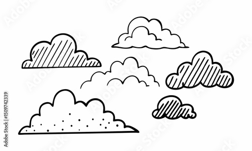 Hand-Drawn Cloud Illustrations A Collection of Whimsical Sky Elements for Design Projects