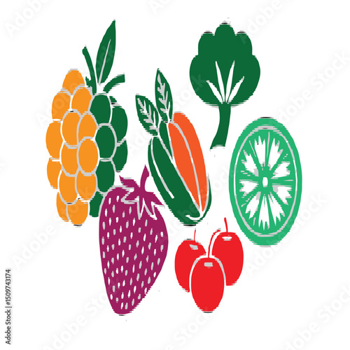 Colour fruites vector.