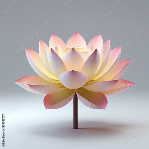 Floating Serene Lotus Flower with Delicate Paper Petals