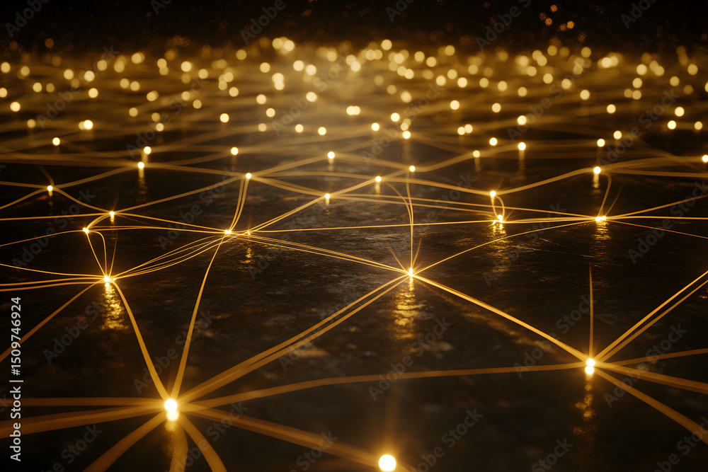 Fototapeta premium Illuminated Network Connections in Abstract Design
