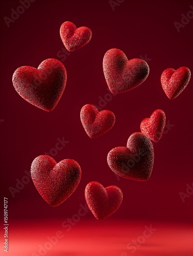 Photo of Red Hearts Floating in 3D, Perfect for Valentine’s Day or Romantic Designs