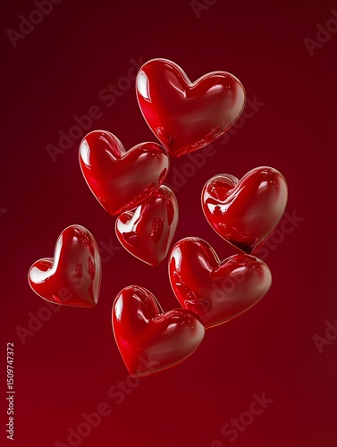 Photo of Red Hearts Floating in 3D, Perfect for Valentine’s Day or Romantic Designs