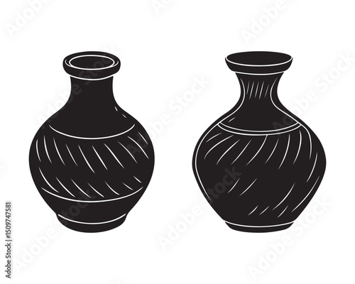 Traditional Clay Water Pot Illustration Vintage Style Pottery Design