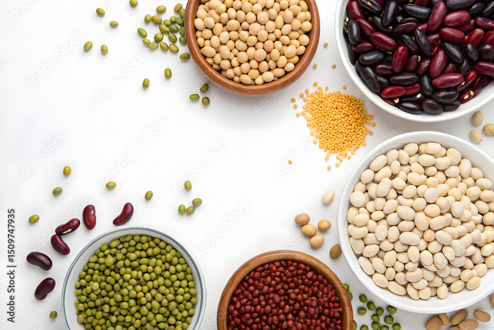 Obraz premium Beans Variation of shot isolated on white background.