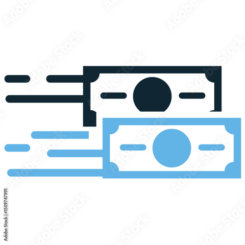 Money transfer icon vector for sending funds, banking transaction, and mobile payment. Ideal for finance apps, wire transfer interfaces, and global remittance visuals.