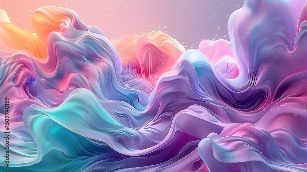 Fototapeta premium A mesmerizing display of abstract art featuring flowing silk textures and vibrant pastel colors.
