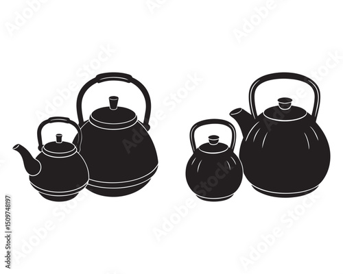teapot and cup silhouette vector