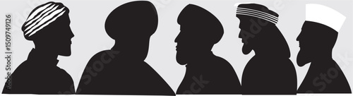 Islamic Scholar Men Silhouette, Silhouette of Muslim Leaders.