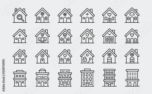 Home icon and Home line icon pack vector
