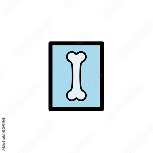 Bone X-ray image icon in flat blue style