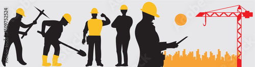 Happy Labor Day, Labor Worker Silhouette.