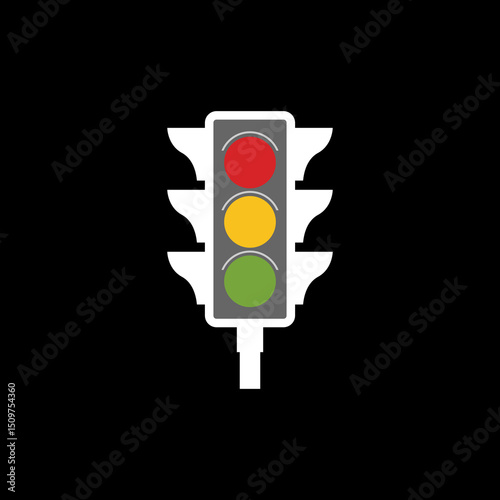 Traffic light icon isolated on black background