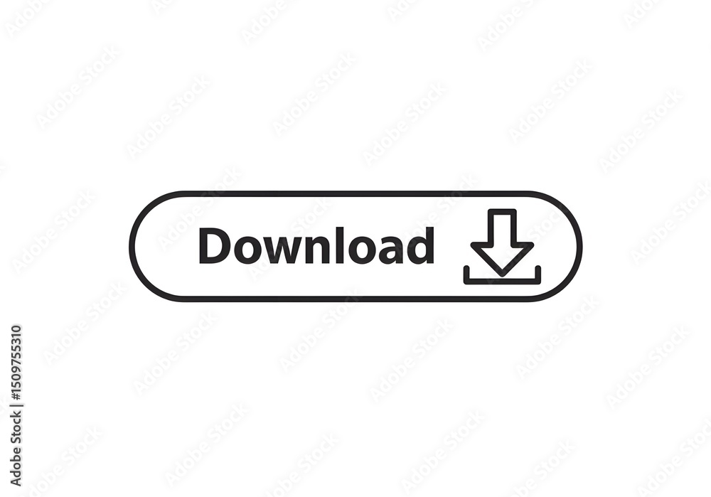 A simple download button with an arrow pointing down inside of a rounded rectangle outline shape A simple download button with an arrow pointing down inside of a rounded rectangle outline shape