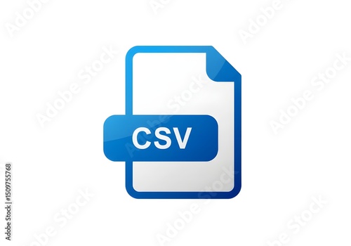 Illustration of a csv file icon with blue border and label on a plain white background image view