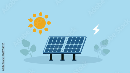 Powering Tomorrow Sustainable Solar Panel System Under the Radiant Sun a Clean Energy Technology Vector