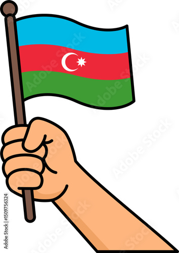 Hand holding the Azerbaijan flag