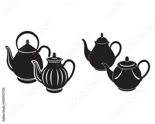 teapot isolated on white background, teapot icon silhouette vector style