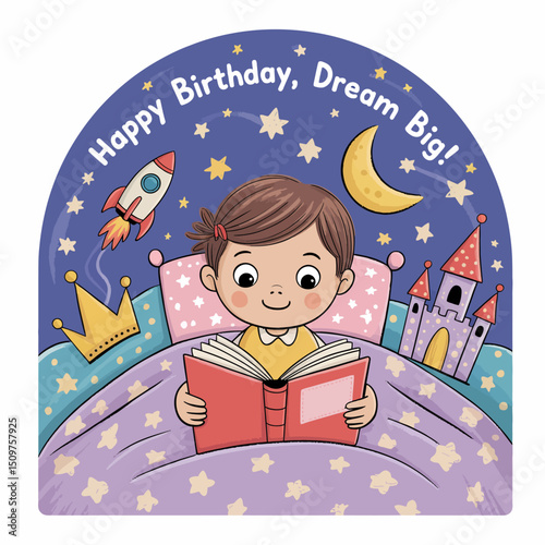 Birthday Dream Big Girl Reading