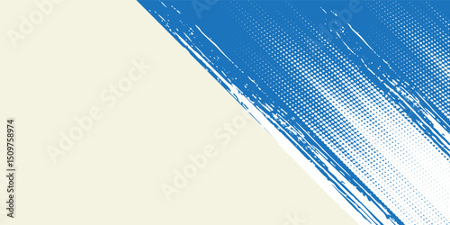 Grunge grainy blue brush stroke with spray texture. Hand drawn distress damaged vintage banner with zigzag bold line. Rough thick brush stroke texture.