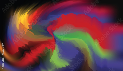 Abstract watercolor rainbow splash of bright colors in the sky