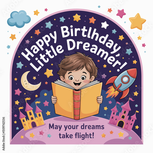 Happy Birthday Little Dreamer with Rocket