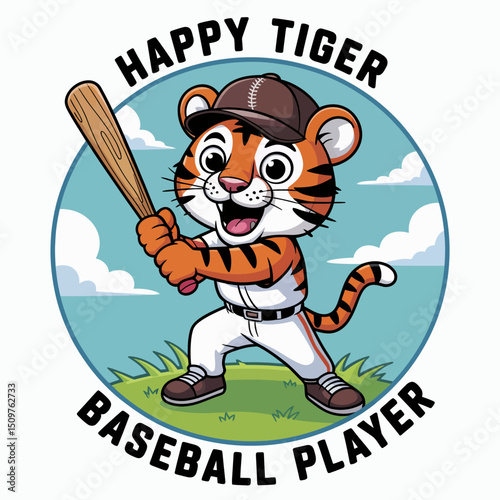 Happy Tiger - Baseball Player