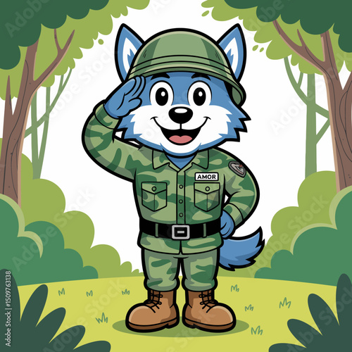 Soldier Wolf Saluting
