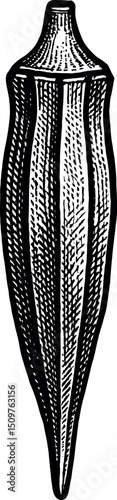 Okra vector black silhouette print design