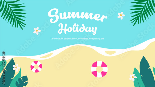Escape to Paradise Your Ultimate Summer Holiday Beach Getaway. Summer Holiday Background Suitable for Pamflet promotion and etc.