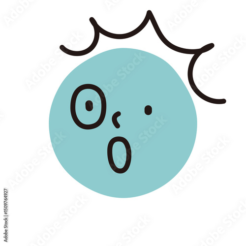 Simple cute surprised face painted on a circle. Abstract hand drawn vintage style vector illustration