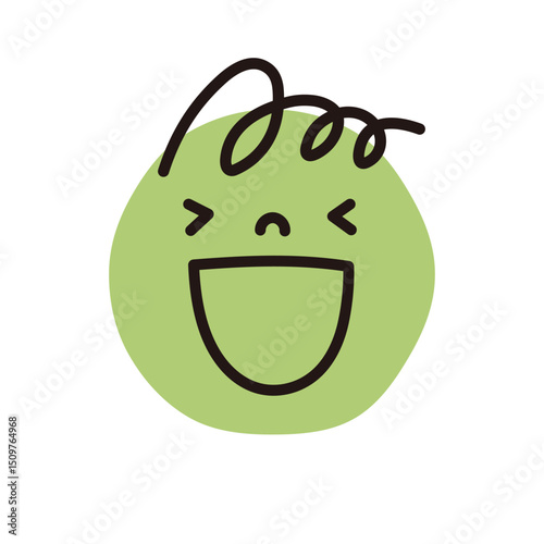 Simple cute smiling face on a circle. Abstract hand drawn vintage style vector illustration